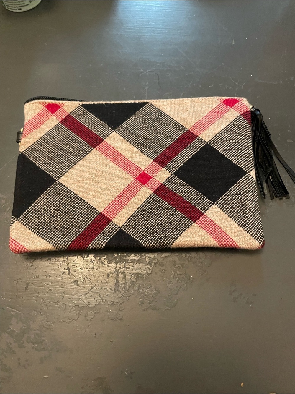 Plaid makeup/cosmetic bag makeup, toiletries electronics pouch clutch